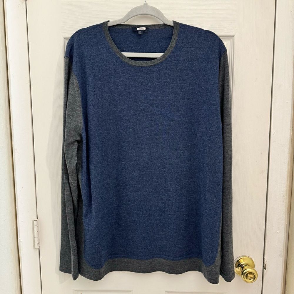 Zachary Prell 100% Merino Wool Men’s Crewneck Sweater Blue and Gray Size XXL
